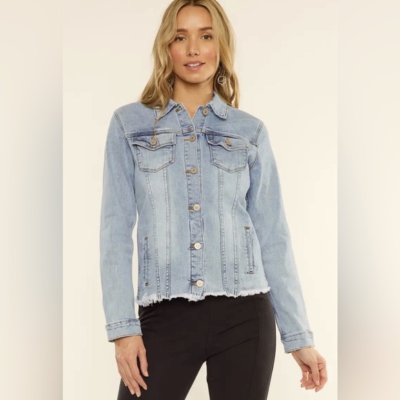 KanCan Zoey Fray Denim Jacket - Picture 1 of 6